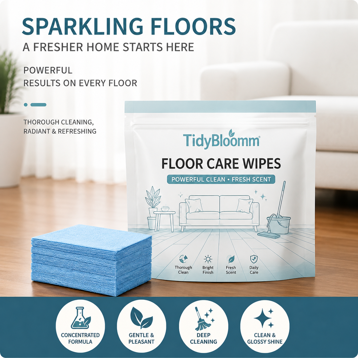 TidyBloomm® Multi-Surface Antibacterial Cleaner for Hardwood, Tile & Laminate