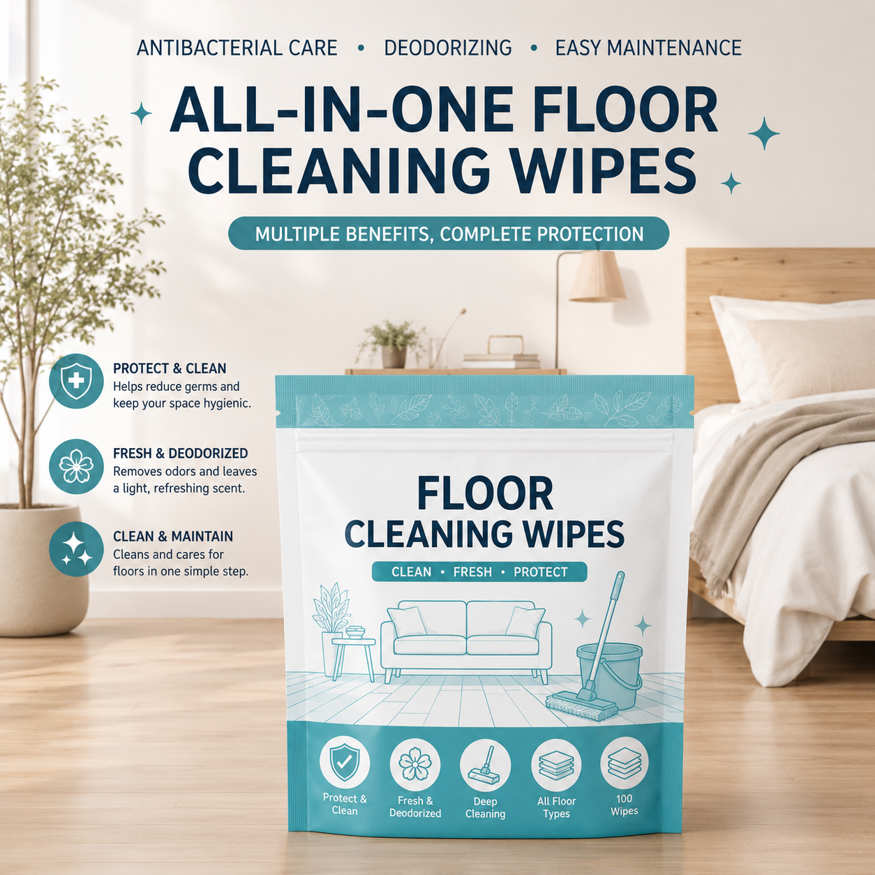 TidyBloomm® Multi-Surface Antibacterial Cleaner for Hardwood, Tile & Laminate